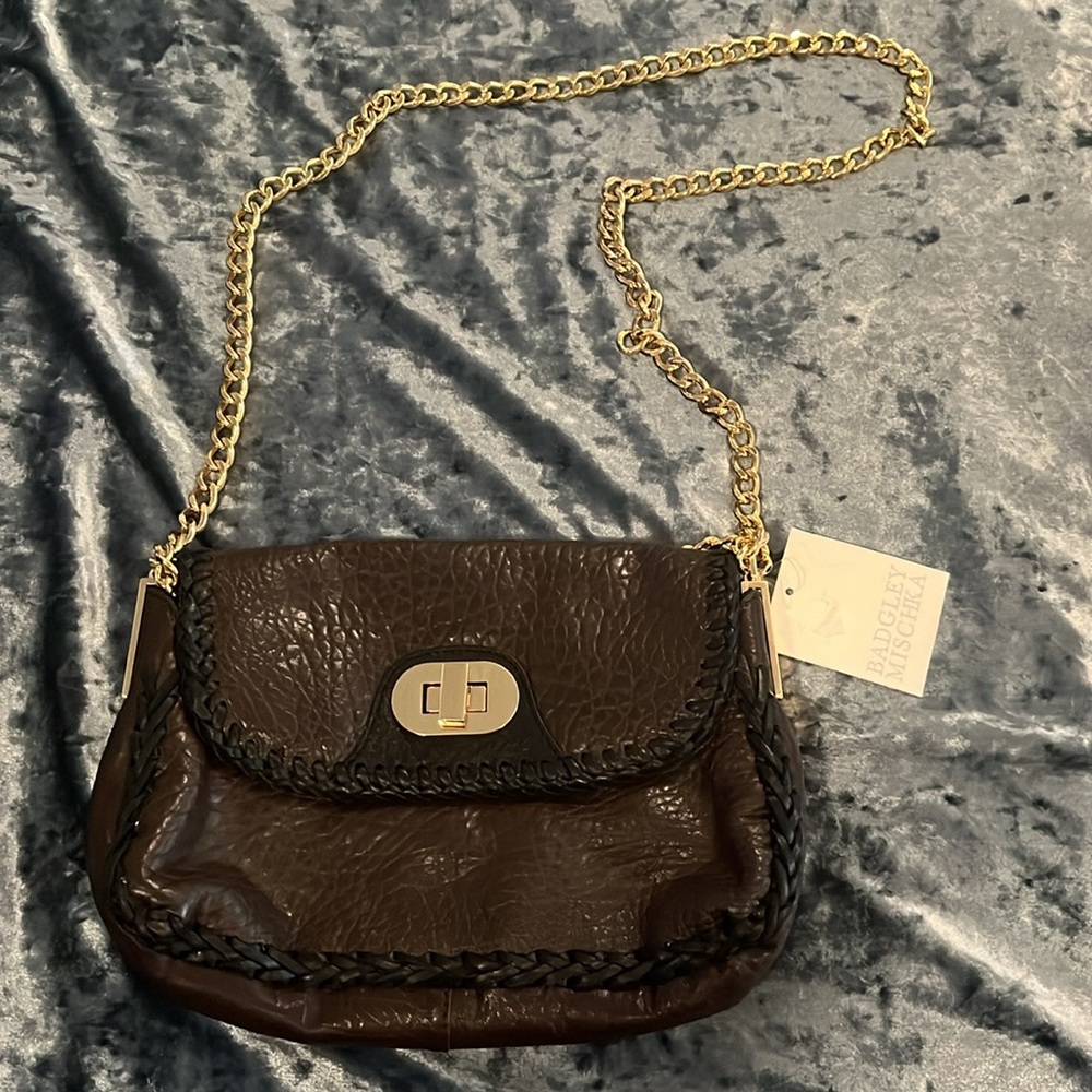 Badgley Mischka genuine leather handbag crossbody - Picture 7 of 9